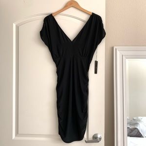 🖤 BCBGMAXAZRIA Ruched V Neckline Dress